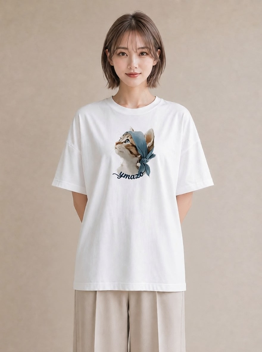 グラフィックTシャツ レディース アメリカンショートヘア 猫 ねこ イラスト 可愛い 旅行用 海 白T YMAZO