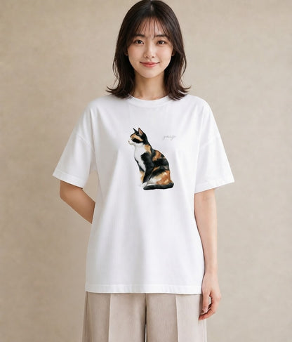 プリントTシャツ レディース シャム 猫 ねこ イラスト 韓国風 カジュアルコーデ 買い物 白T YMAZO