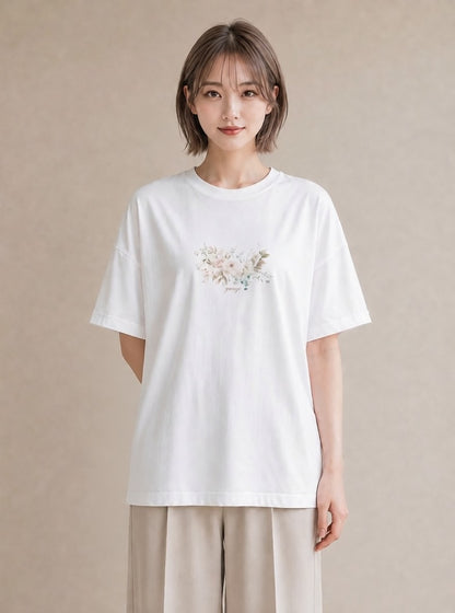 半袖Tシャツ レディース 封蝋 手紙 アンティーク ナチュラル イラスト ガーリー 春コーデ 姉妹 白T YMAZO