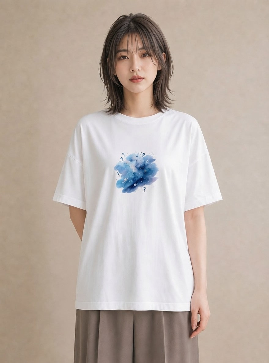 Tシャツ レディース 宇宙 星空 イラスト 手描き風 週末コーデ 敬老の日 白T YMAZO