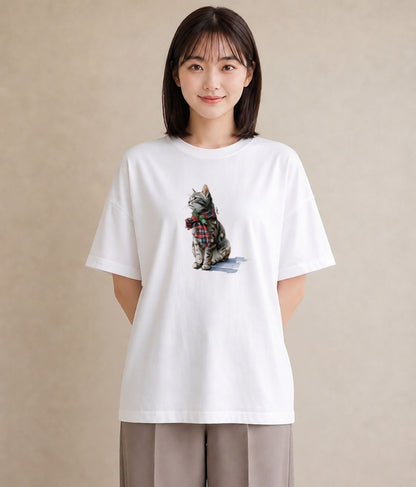 グラフィックTシャツ レディース スコティッシュフォールド 猫 ねこ イラスト 個性的 秋コーデ おしゃれギフト 白T YMAZO