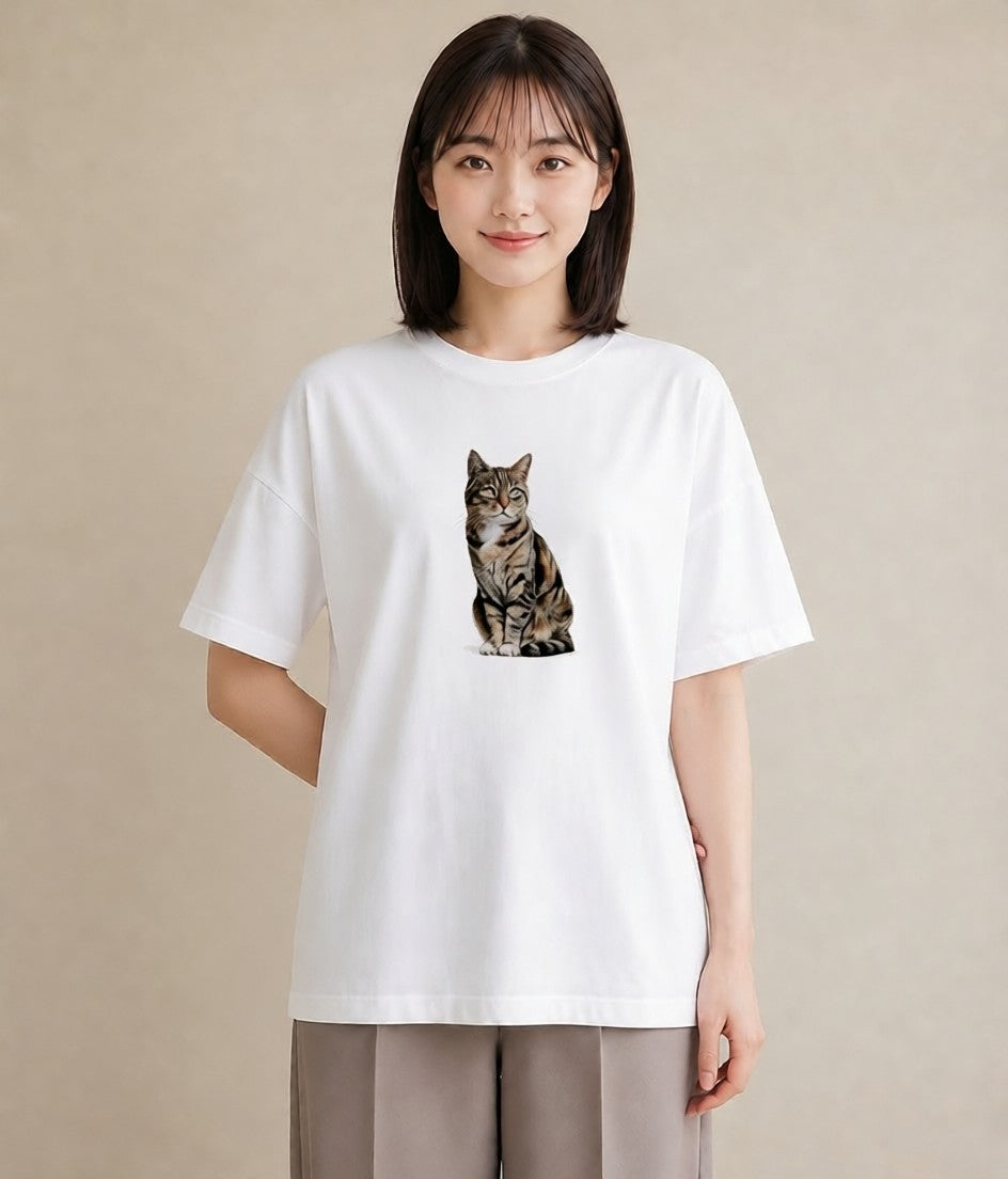プリントTシャツ レディース 愛猫 猫 ねこ イラスト シック 社会人 女性 白T YMAZO