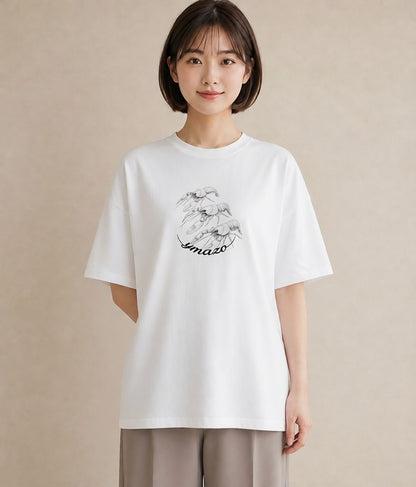 デザインTシャツ レディース エビ 海の生き物 海 イラスト ナチュラル 旅行用 白T YMAZO