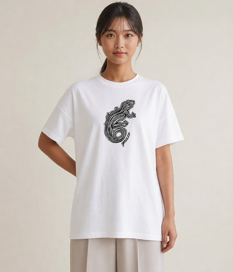 半袖Tシャツ レディース レオパ ペット 動物 イラスト ニュアンス ギフト 母の日 白T YMAZO