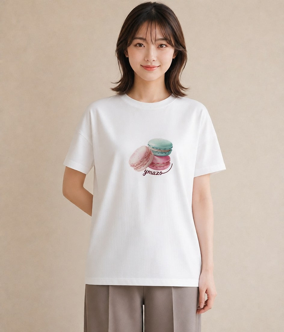 半袖Tシャツ レディース チョコ 食べ物 フード イラスト 上品 ビーチ デイリーウェア 白T YMAZO