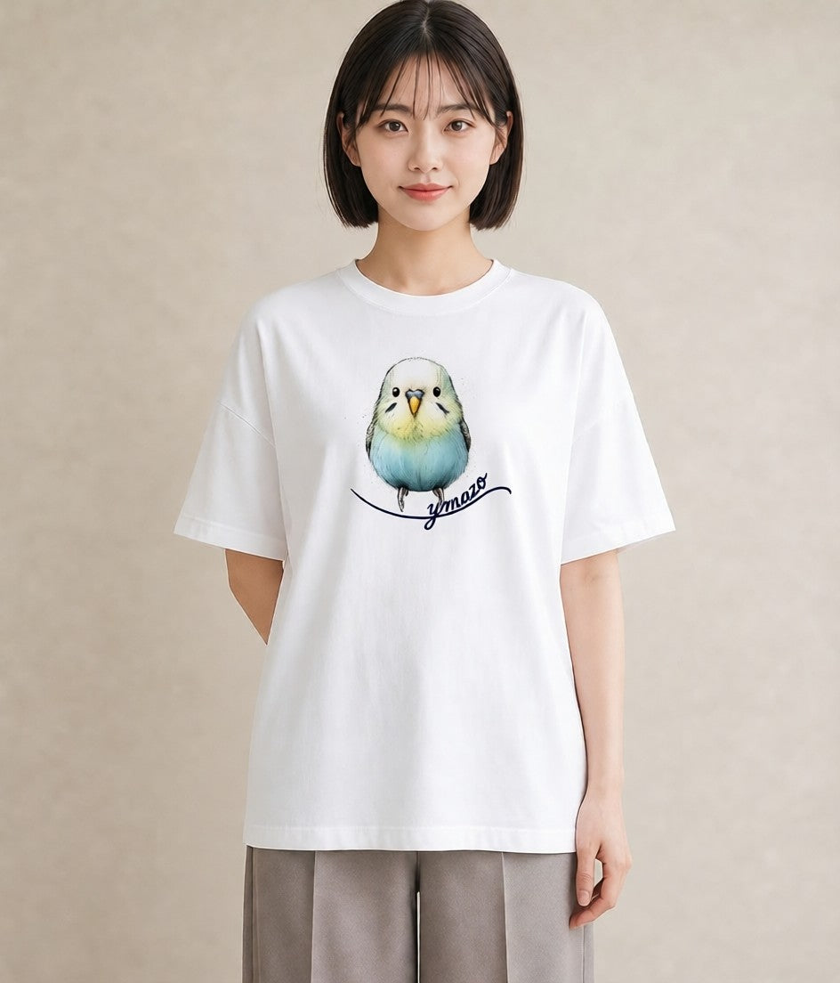 プリントTシャツ レディース オカメインコ ペット 動物 イラスト カフェ巡り 女子会 白T YMAZO