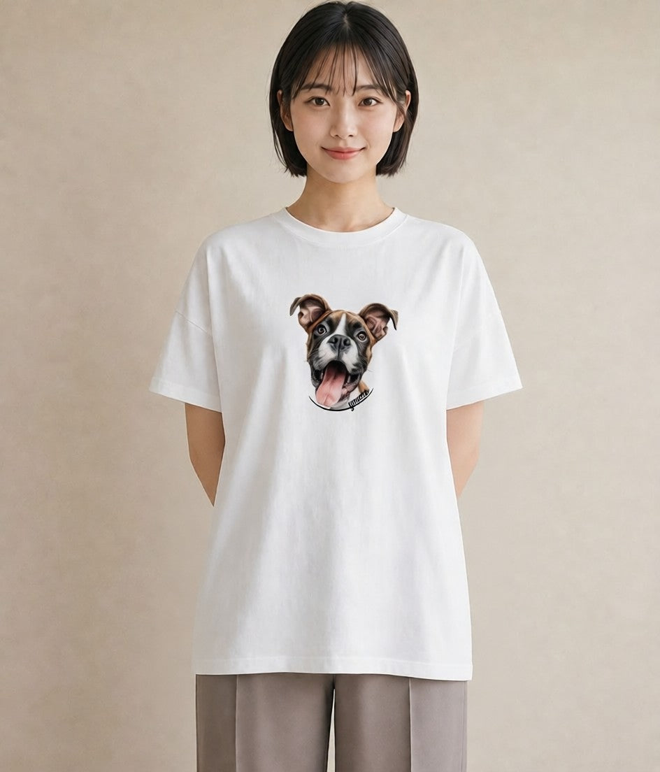 デザインTシャツ レディース 白柴 犬 いぬ イラスト ガーリー ラフ レイヤード 白T YMAZO