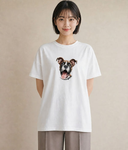 デザインTシャツ レディース 白柴 犬 いぬ イラスト ガーリー ラフ レイヤード 白T YMAZO