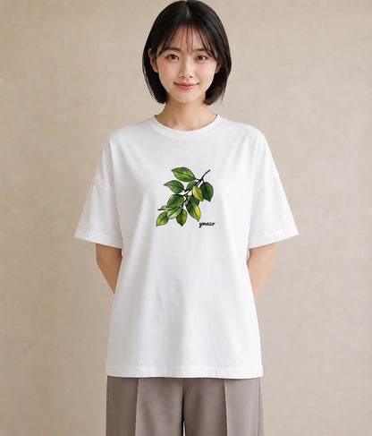 半袖Tシャツ レディース 金木犀 花 花柄 イラスト シンプル 女性 旅行用 白T