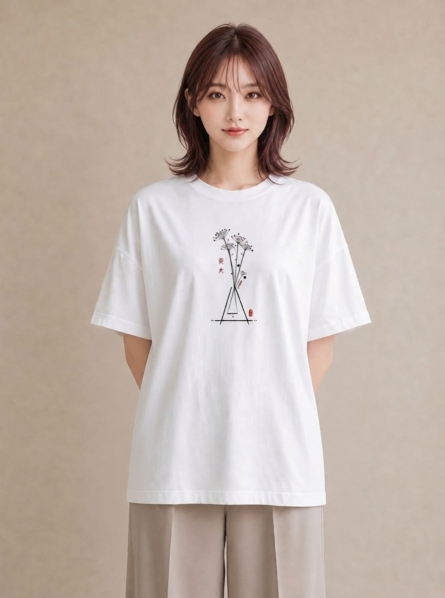 半袖Tシャツ レディース 風鈴 ガラス 夏 ナチュラル アンティーク イラスト きれいめカジュアル 送別ギフト 通勤 白T YMAZO
