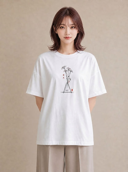 半袖Tシャツ レディース 風鈴 ガラス 夏 ナチュラル アンティーク イラスト きれいめカジュアル 送別ギフト 通勤 白T YMAZO