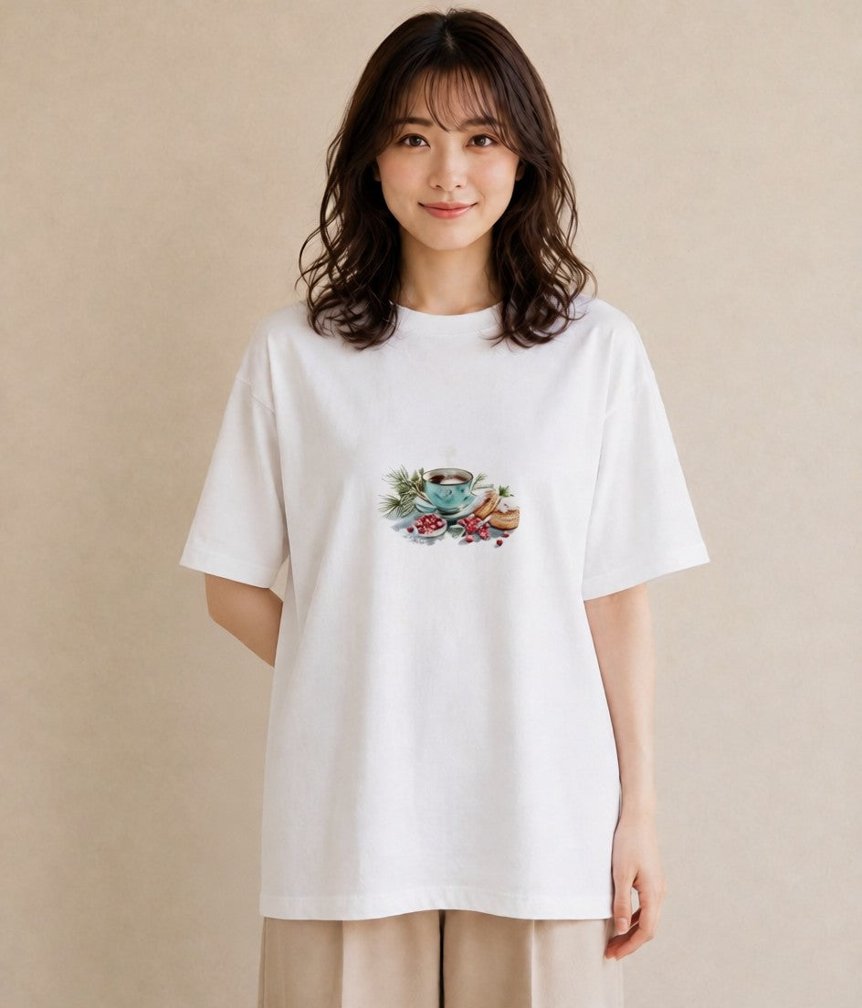 半袖Tシャツ レディース ハーブティー 食べ物 フード イラスト フェミニン ギフト 母の日 白T YMAZO