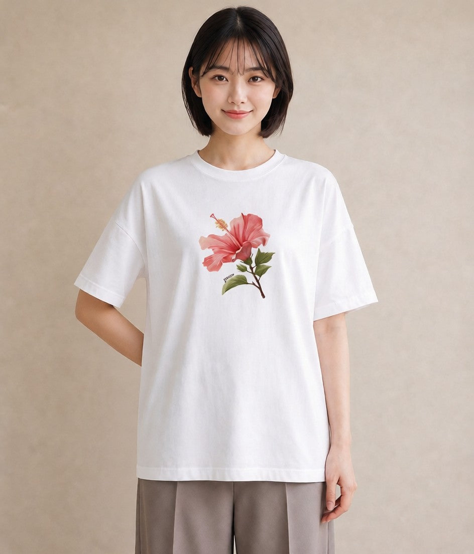 プリントTシャツ レディース カーネーション 花 花柄 イラスト ゆるコーデ 帰省 ラフ 白T YMAZO