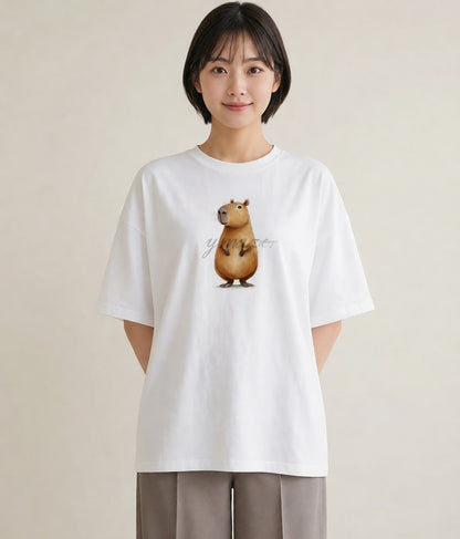 Tシャツ レディース ゴールデンハムスター ペット 動物 イラスト シンプル 送別ギフト 通勤 白T YMAZO
