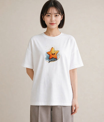 デザインTシャツ レディース 流れ星 星空 宇宙 イラスト カフェコーデ お出かけ 普段着 白T YMAZO