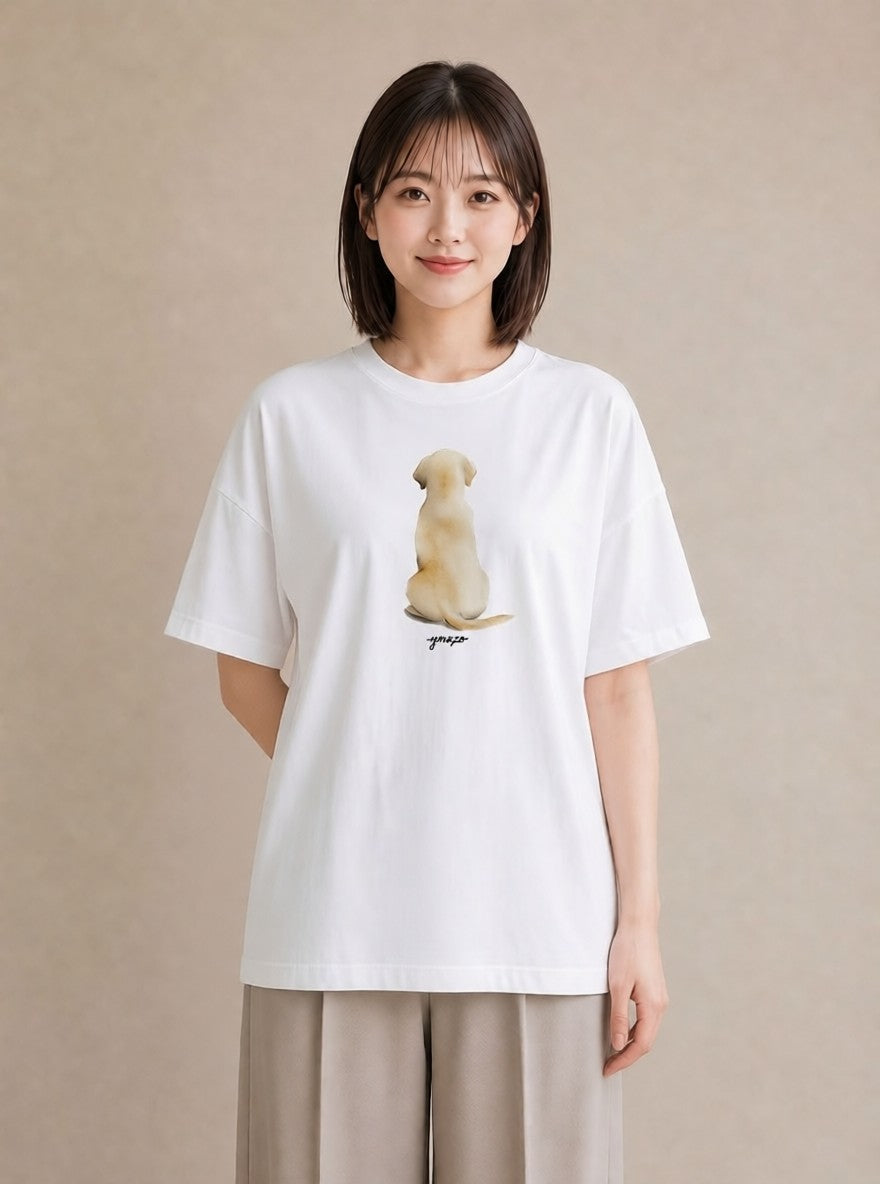 デザインTシャツ レディース ラブラドールレトリバー 犬 いぬ イラスト 上品 おしゃれギフト 社会人 白T YMAZO