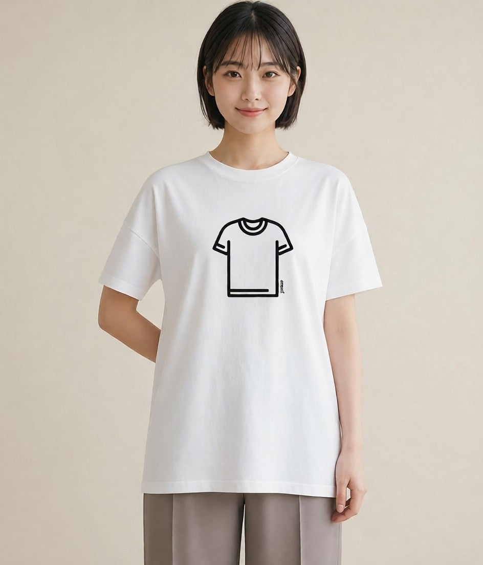 Tシャツ レディース パールピアス アクセサリー ナチュラル アンティーク イラスト ユニーク 休日 ペアコーデ 白T YMAZO