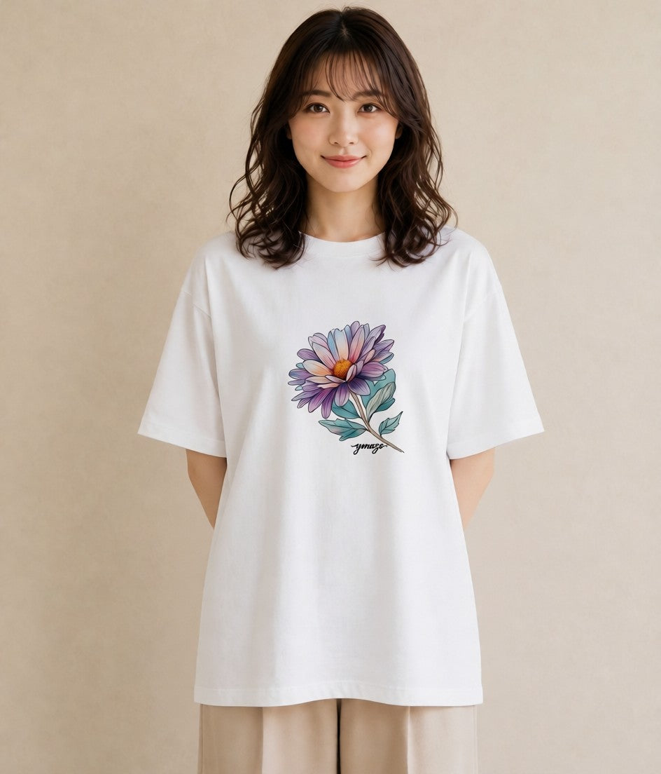 プリントTシャツ レディース 花 花柄 イラスト ユニーク 姉妹 送別ギフト 白T YMAZO