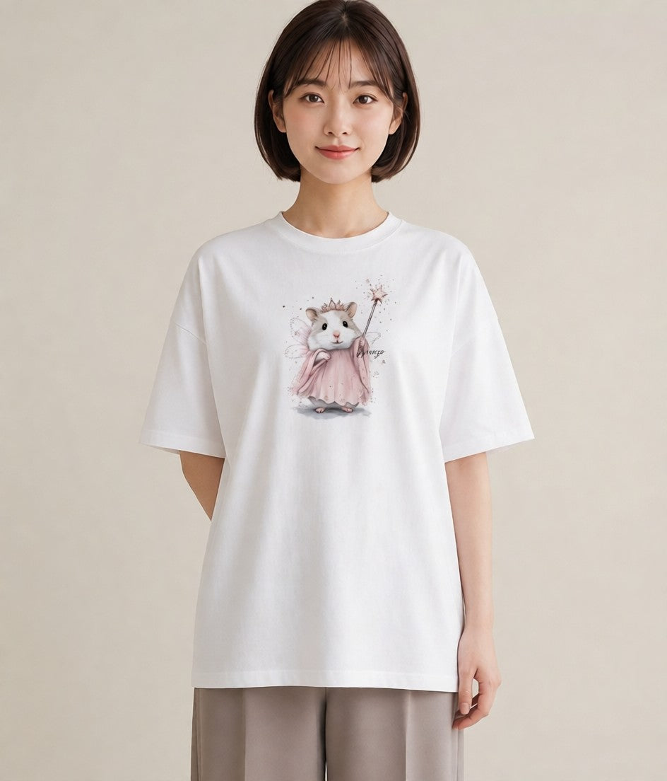 Tシャツ レディース ゴールデンハムスター ペット 動物 イラスト 休日コーデ 通勤 在宅 白T YMAZO