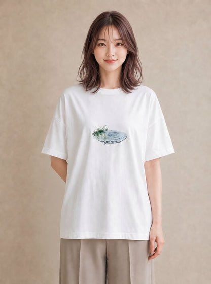 デザインTシャツ レディース 雨上がりの小道 雨上がり 小道 ナチュラル アンティーク イラスト モード 夏コーデ 通学 白T YMAZO