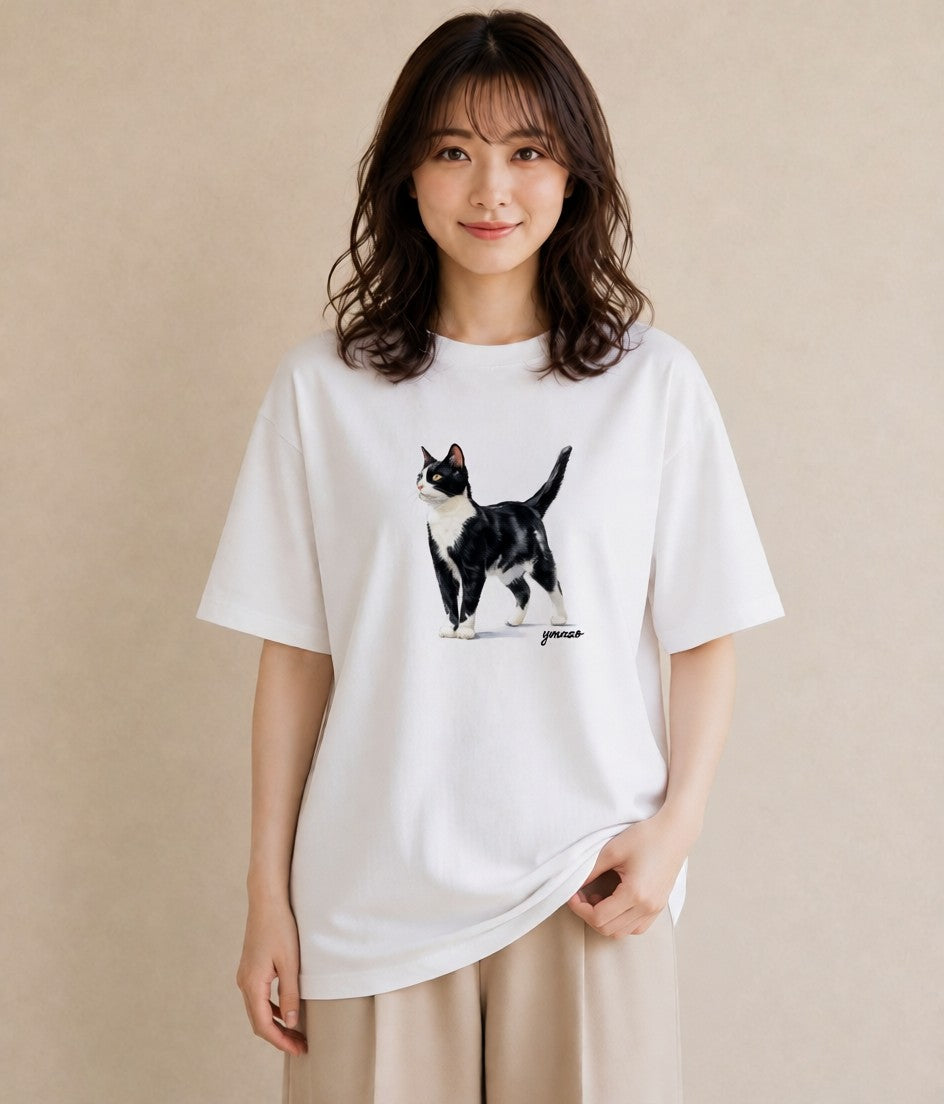 Tシャツ レディース アビシニアン 猫 ねこ イラスト ラフカジュアル 春コーデ 姉妹 白T YMAZO