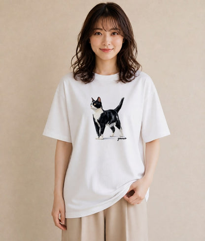 Tシャツ レディース アビシニアン 猫 ねこ イラスト ラフカジュアル 春コーデ 姉妹 白T YMAZO
