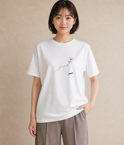 グラフィックTシャツ レディース さくら 桜 桜の枝 イラスト ラフカジュアル 旅行用 海 白T YMAZO