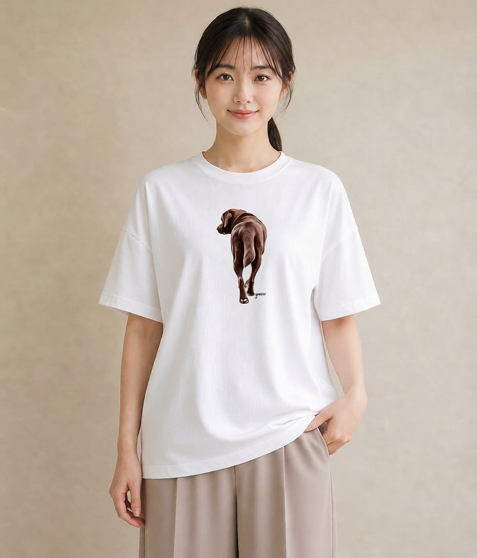 プリントTシャツ レディース 犬好き 犬 いぬ イラスト 上品 在宅 公園 白T YMAZO