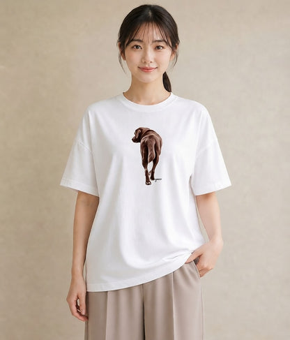 プリントTシャツ レディース 犬好き 犬 いぬ イラスト 上品 在宅 公園 白T YMAZO
