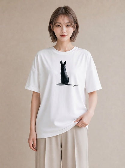 デザインTシャツ レディース 老犬 犬 いぬ イラスト モード お揃い 親子 白T YMAZO