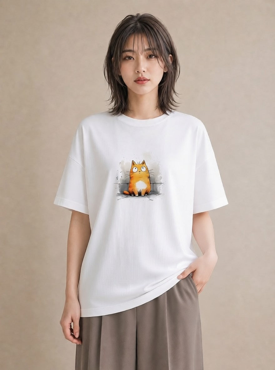 半袖Tシャツ レディース マンチカン 猫 ねこ イラスト ユニーク 春コーデ 姉妹 白T YMAZO