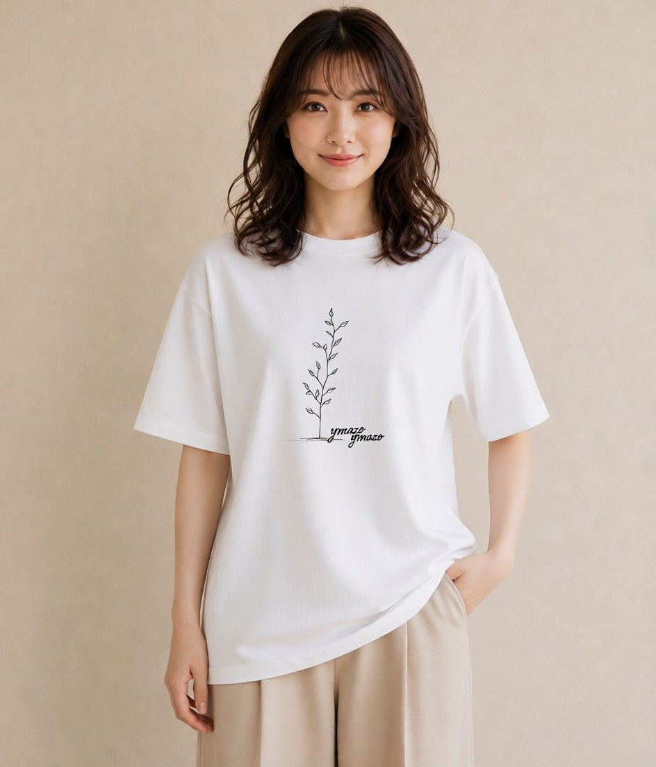 プリントTシャツ レディース 観葉植物 ボタニカル 植物 イラスト シック 友達ギフト 部屋着 白T YMAZO