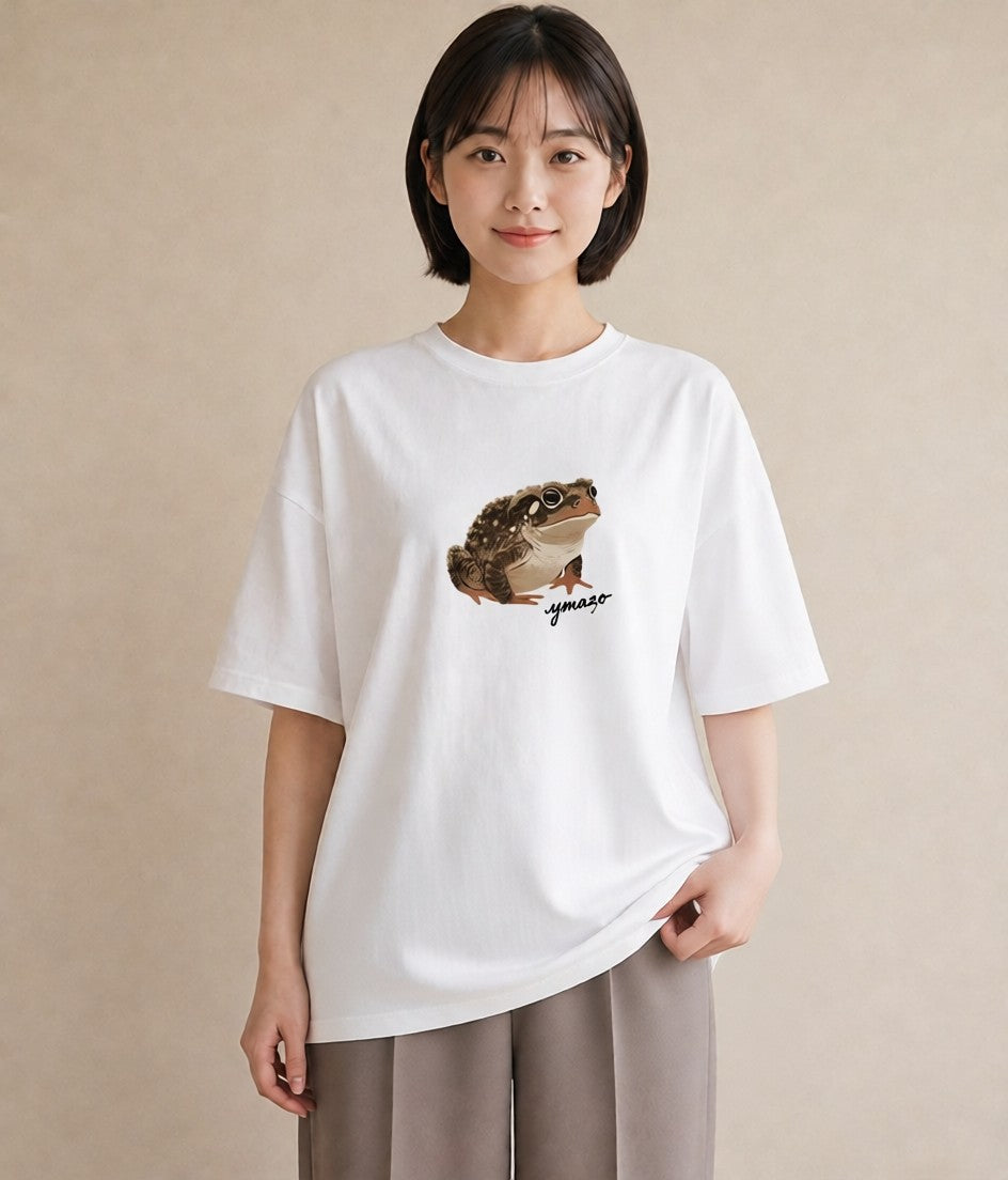 プリントTシャツ レディース カエル ペット 動物 イラスト ゆるコーデ ホワイトデー 春服 白T YMAZO