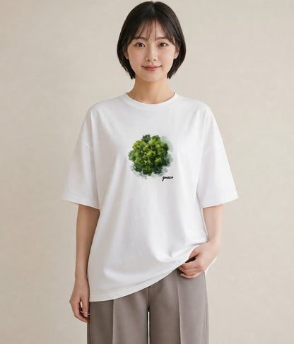 半袖Tシャツ レディース 苔 植物 ボタニカル イラスト ゆるコーデ 買い物 夏コーデ 白T YMAZO