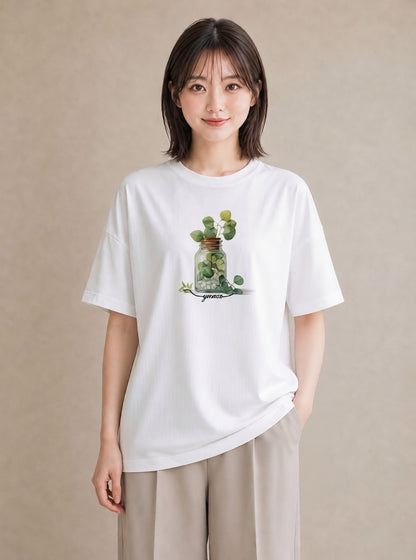 プリントTシャツ レディース ハーブ 植物 ボタニカル イラスト 可愛い 20代 カジュアルコーデ 白T YMAZO