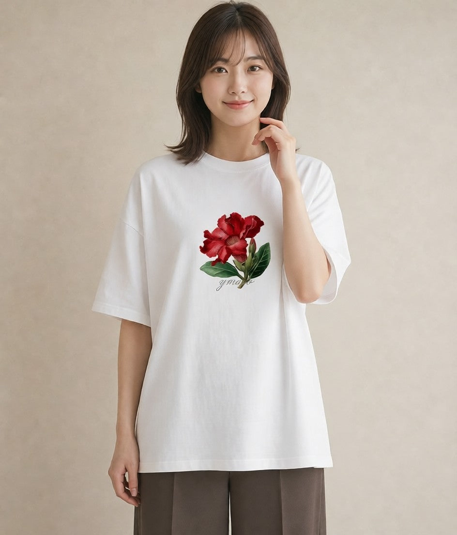 プリントTシャツ レディース カーネーション 花 花柄 イラスト レトロ ホワイトデー 春服 白T
