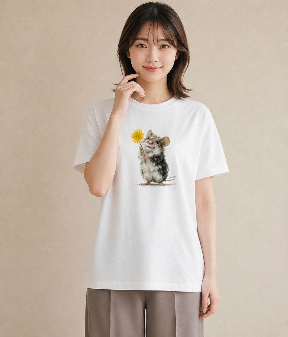 半袖Tシャツ レディース ハムスター ペット 動物 イラスト ガーリー ビーチ デイリーウェア 白T YMAZO