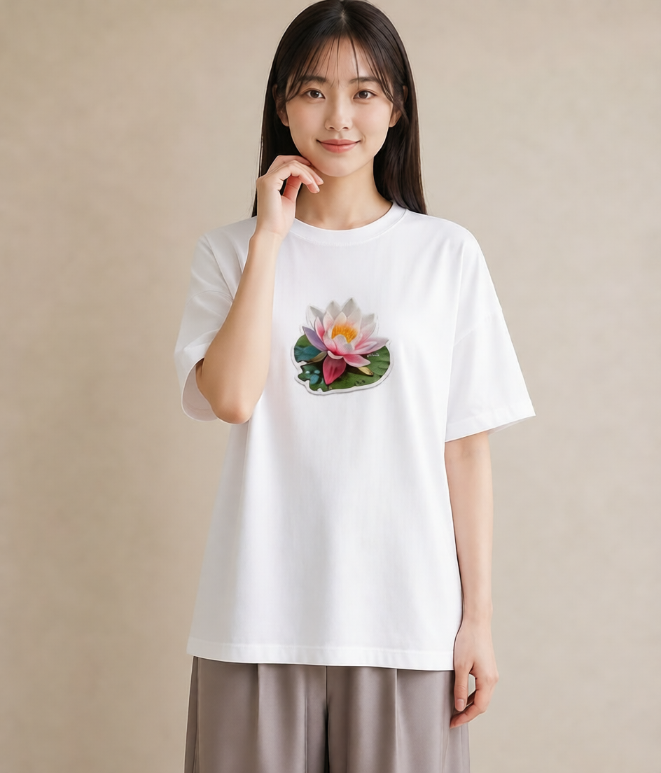 半袖Tシャツ レディース 彼岸花 花 花柄 イラスト ミニマル 在宅 公園 白T