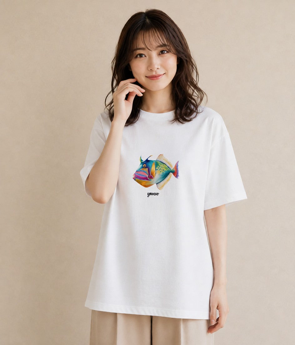 グラフィックTシャツ レディース カクレクマノミ 海の生き物 海 イラスト シンプル 公園 ママ 白T YMAZO