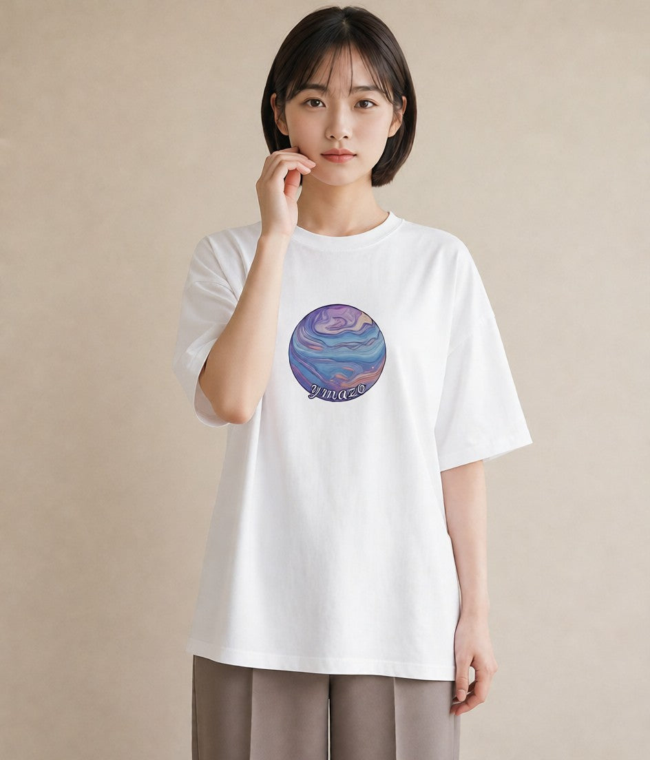 Tシャツ レディース プラネット 星空 宇宙 イラスト 北欧風 20代 カジュアルコーデ 白T YMAZO