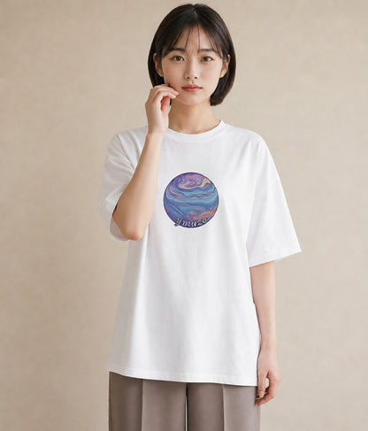 Tシャツ レディース プラネット 星空 宇宙 イラスト 北欧風 20代 カジュアルコーデ 白T YMAZO
