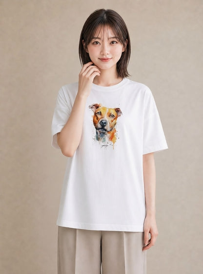 グラフィックTシャツ レディース ミックス犬 犬 いぬ イラスト 韓国風 お揃い 親子 白T YMAZO