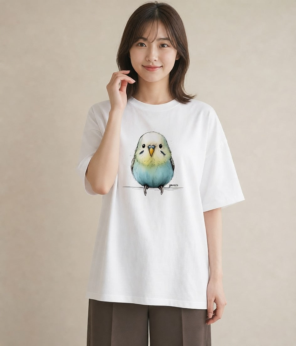 プリントTシャツ レディース 小鳥 ペット 動物 イラスト 春コーデ 姉妹 白T YMAZO