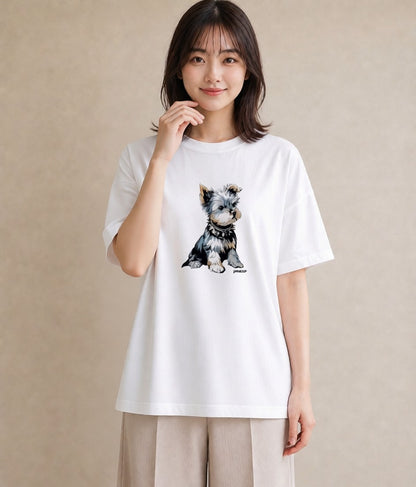 Tシャツ レディース ヨークシャーテリア 犬 いぬ イラスト ナチュラル 姉妹 送別ギフト 白T YMAZO