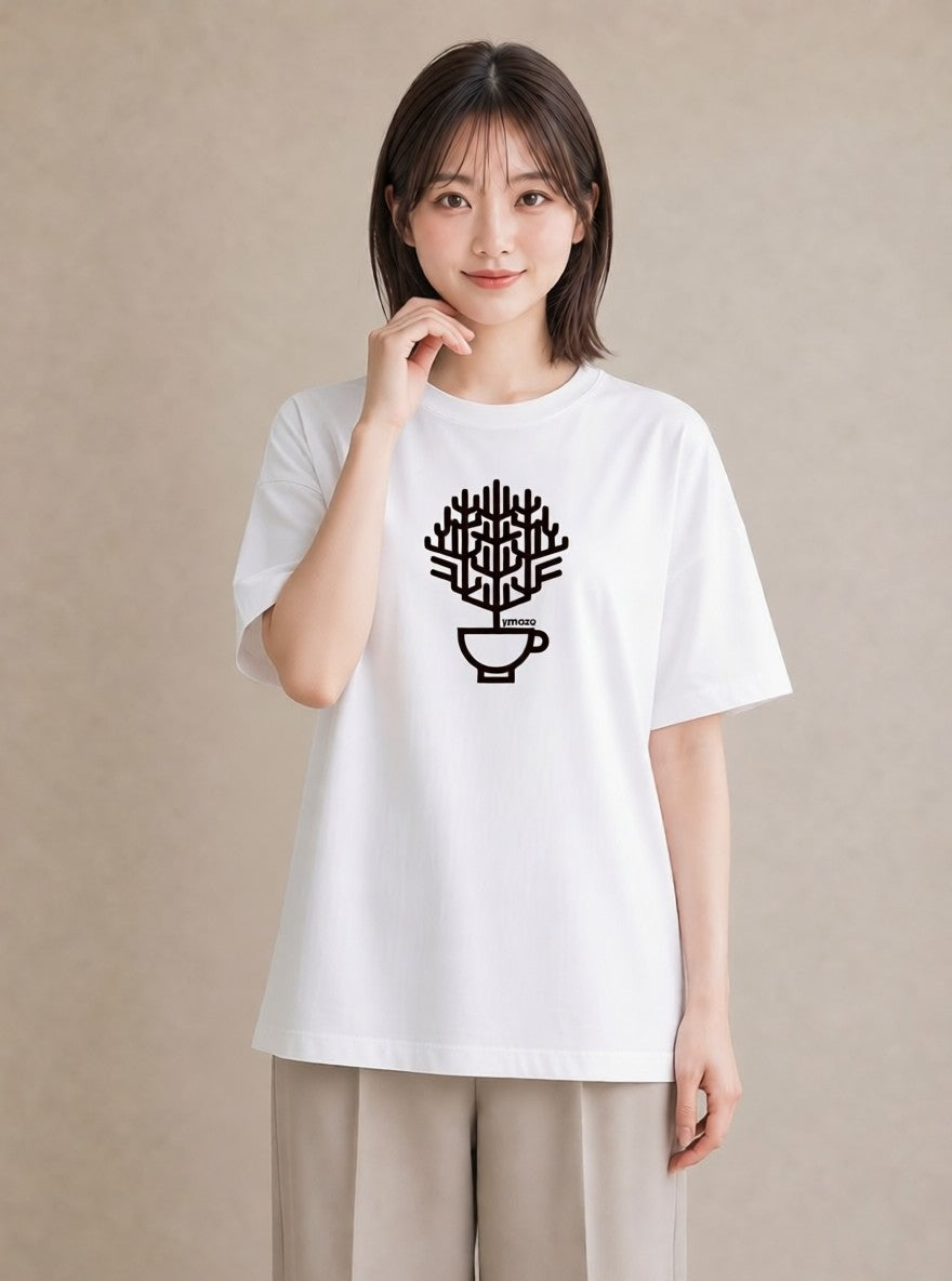 半袖Tシャツ レディース カフェ カフェロゴ ロゴ イラスト ポップ 敬老の日 ホワイトデー 白T YMAZO
