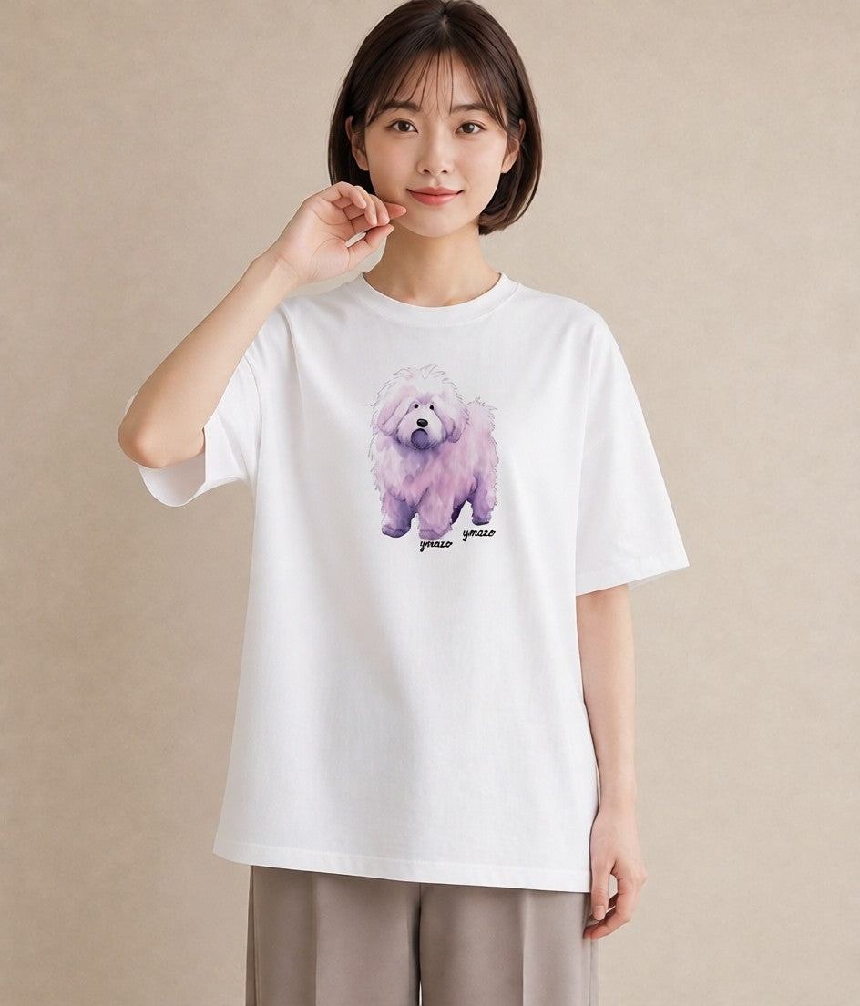 Tシャツ レディース ビションフリーゼ 犬 いぬ イラスト 可愛い ギフト 母の日 白T YMAZO