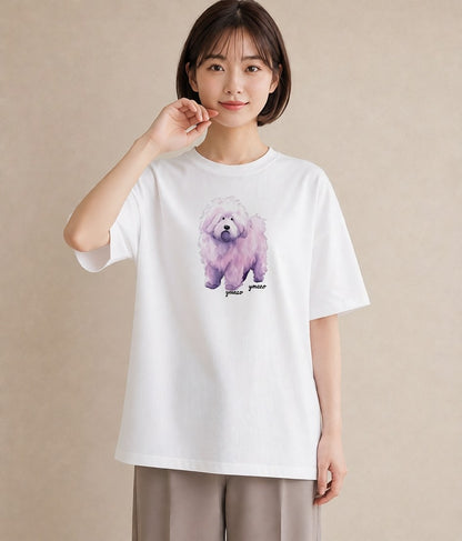 Tシャツ レディース ビションフリーゼ 犬 いぬ イラスト 可愛い ギフト 母の日 白T YMAZO