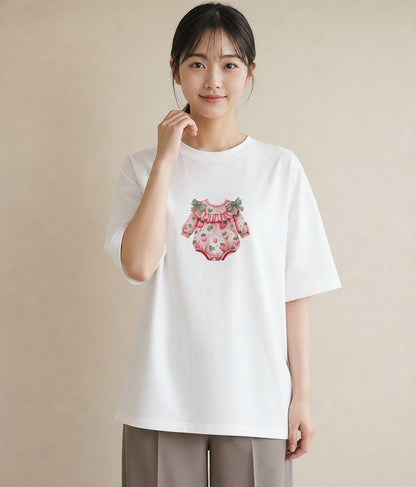 グラフィックTシャツ レディース ショートケーキ 食べ物 フード イラスト レトロ 母の日 ビーチ 白T YMAZO