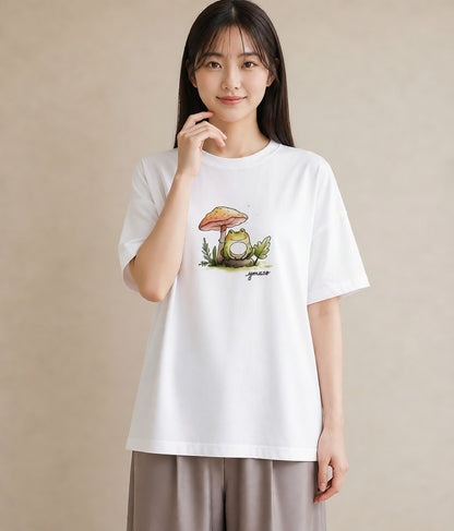 プリントTシャツ レディース チンアナゴ 海の生き物 海 イラスト ゆるコーデ ビーチ デイリーウェア 白T YMAZO