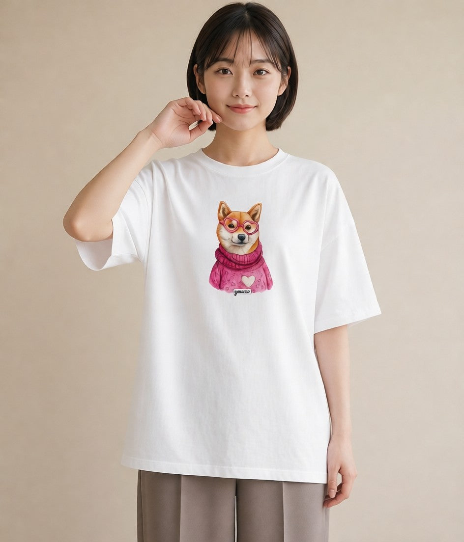 デザインTシャツ レディース 柴犬 しばいぬ 犬 いぬ イラスト シック 姉妹 送別ギフト 白T YMAZO